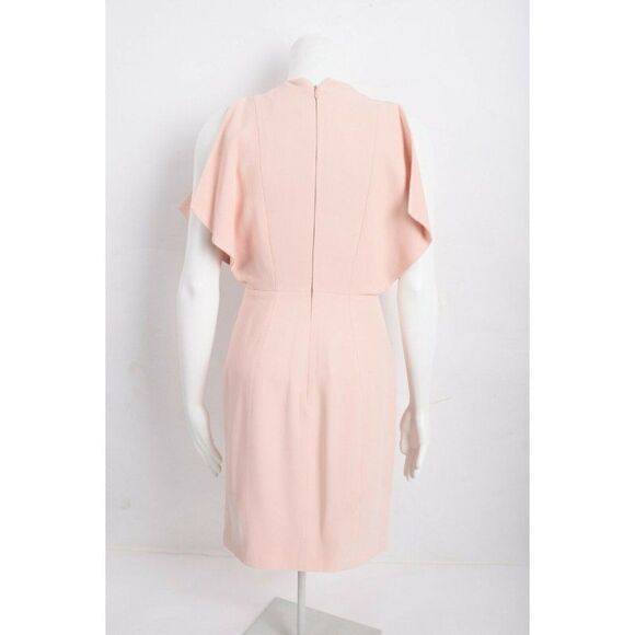 Genny Womens Pink Mini Sheath Dress Size 0 Cape Style Blush Nude V-Neck - Picture 5 of 8